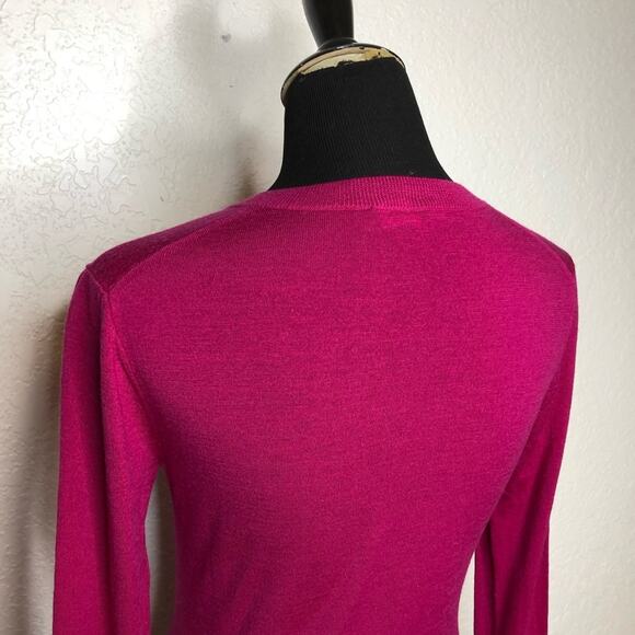 Lafayette 148 New York dark pink v neck wool sweater size Small - Picture 11 of 14